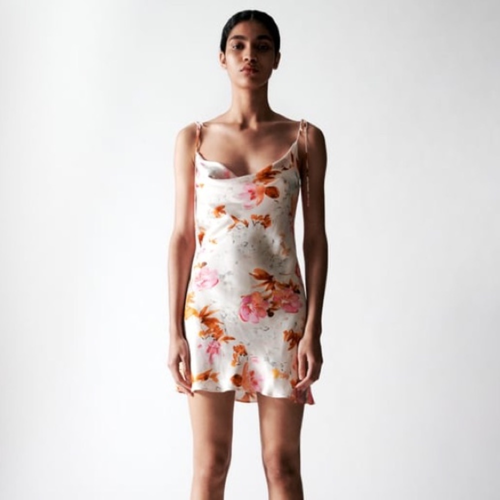 Zara floral silk dress size small